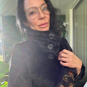 Ladies Black Faux Fur Cropped Jacket